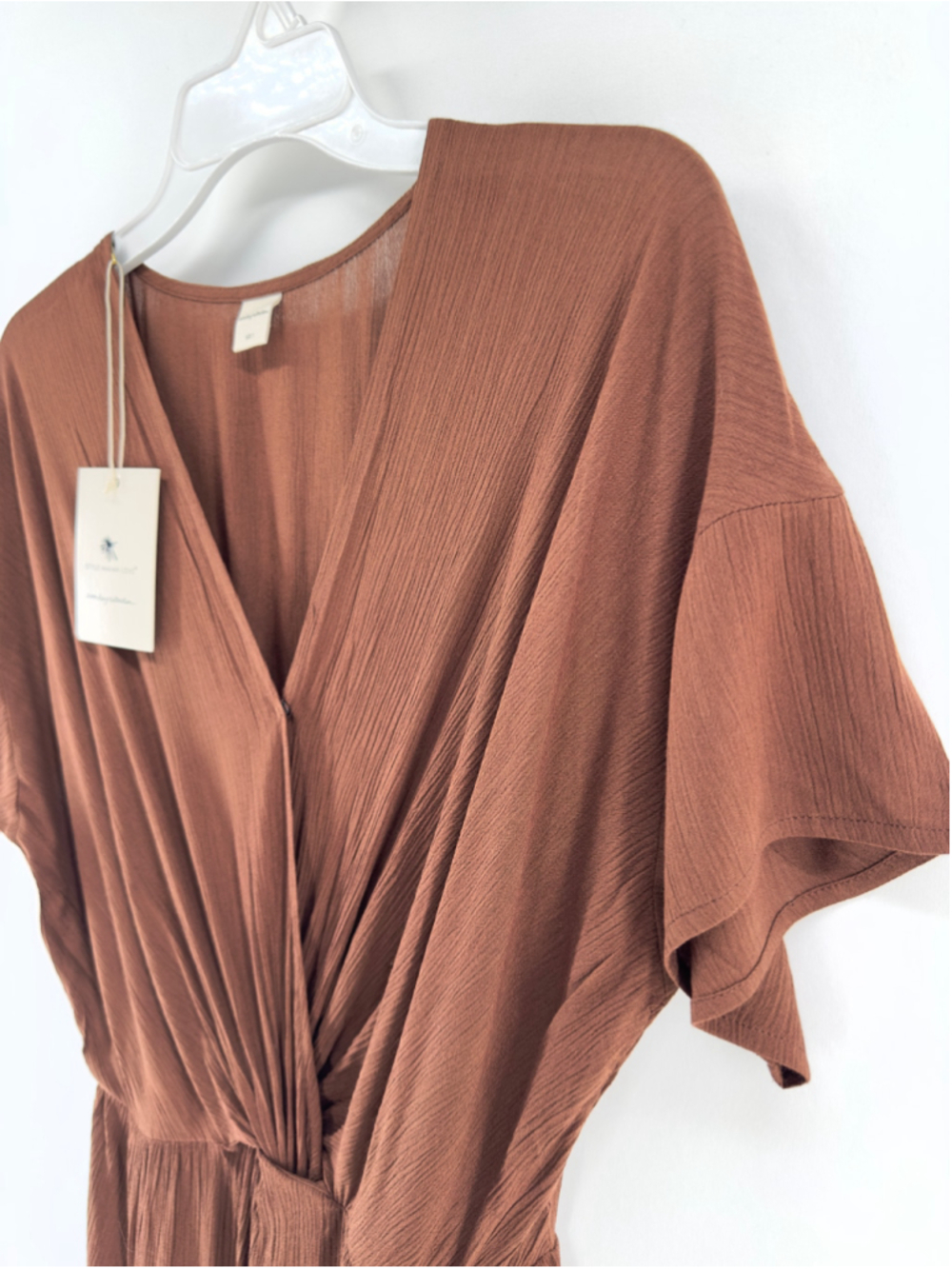 NWT NOONDAY COLLECTION Brown Midi INDIA TWIST DRESS Teak WOMENS US Sizes 2 4 6 8 - Picture 6 of 10